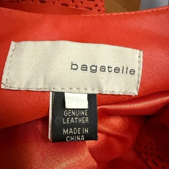 Bagatelle Orange Leather Women's Cropped Jacket Medium - Picture 3 of 12